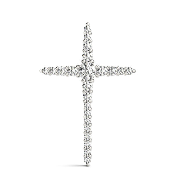 14K White Gold Diamond Cross Pendant