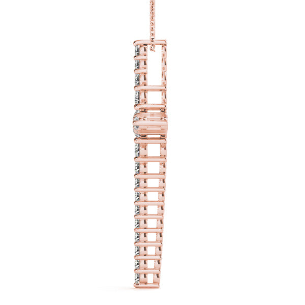 18K Rose Gold Diamond Cross Pendant
