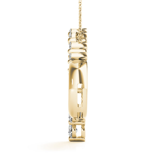 18K Yellow Gold Diamond Cluster Fashion Pendant