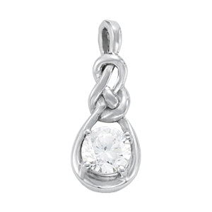 Platinum 1 CT Round Diamond Love Knot Pendant