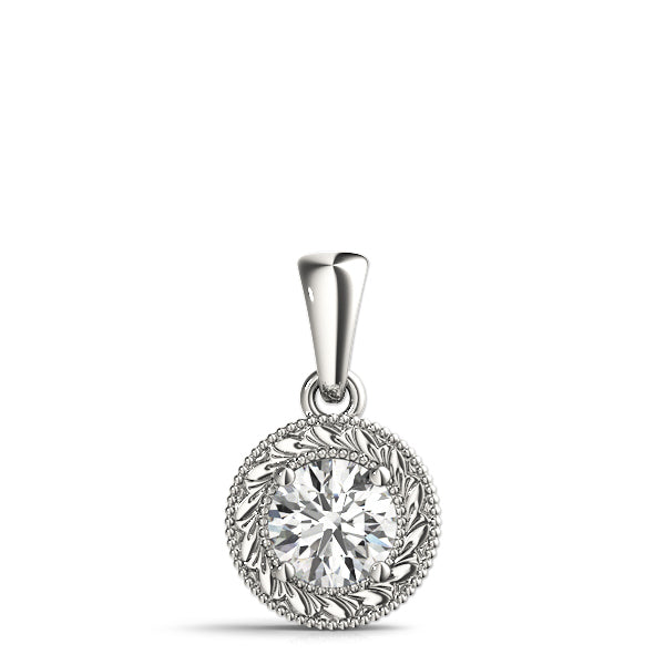 14K White Gold 1ct Round Diamond Pendant