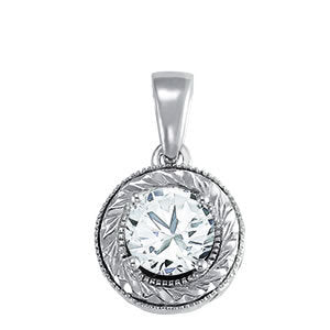 14K White Gold 1ct Round Diamond Pendant