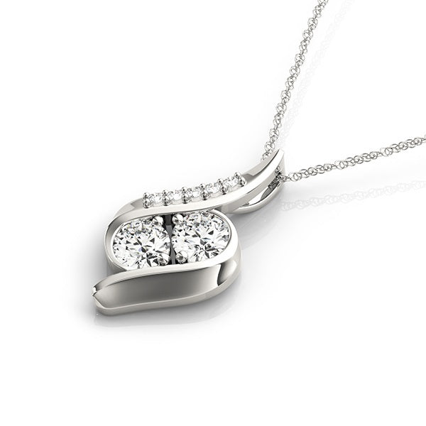 18K White Gold Round Diamond Fashion Pendant