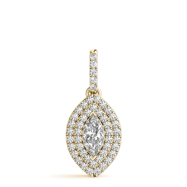 14K Yellow Gold Marquise Diamond Halo Pendant