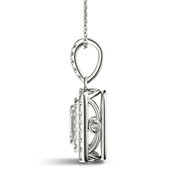 Round Diamond Halo Pendant with 49 Stones