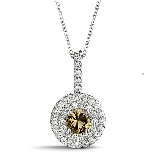 18K White Gold 1.33ctw Round Diamond Halo Pendant