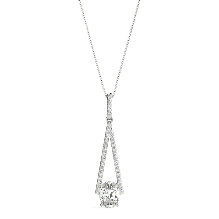 18K White Gold Oval Diamond Halo Pendant