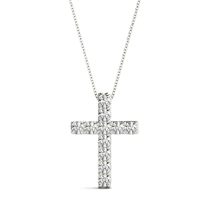 18K White Gold Diamond Cross Pendant