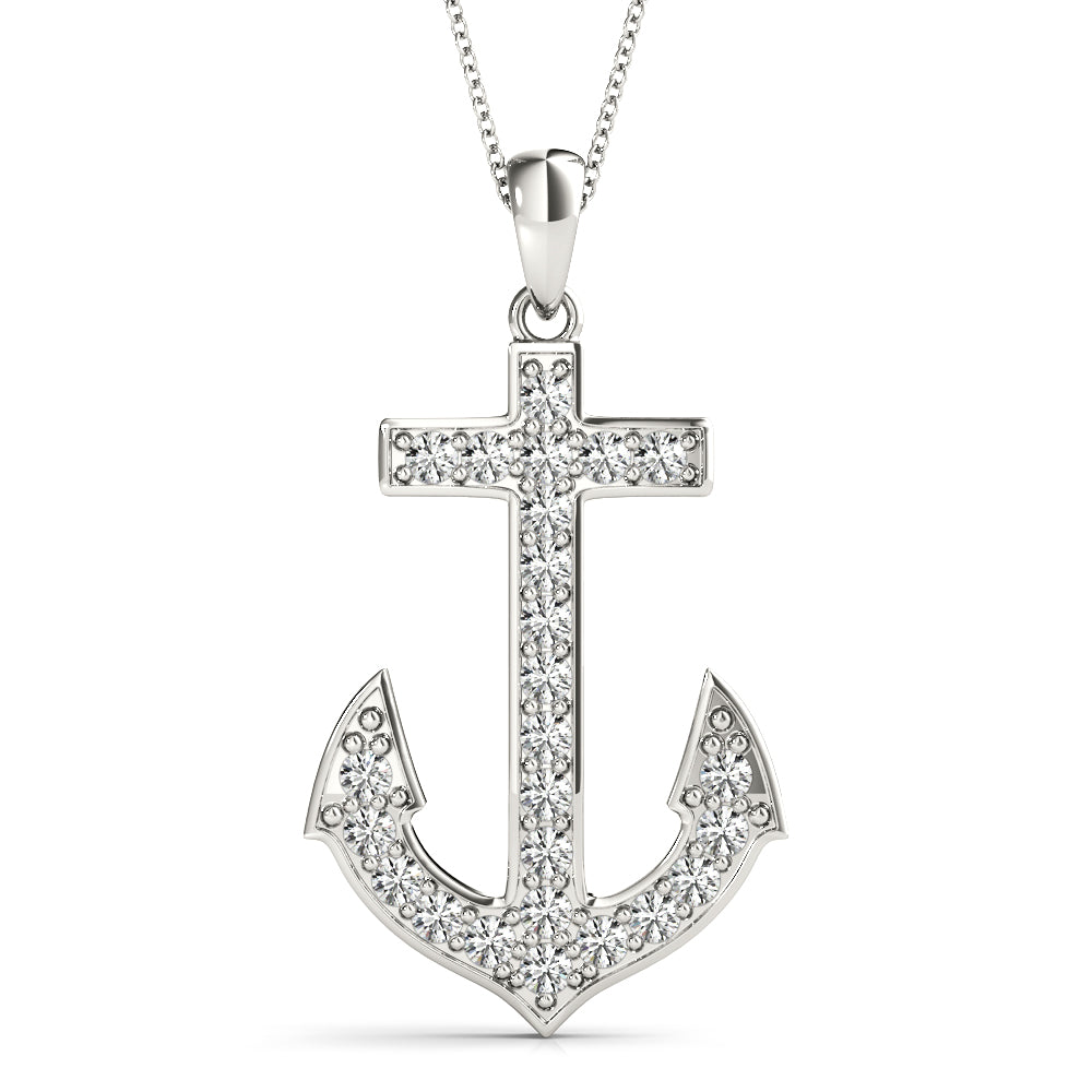 14K White Gold Multi-Diamond Fashion Pendant