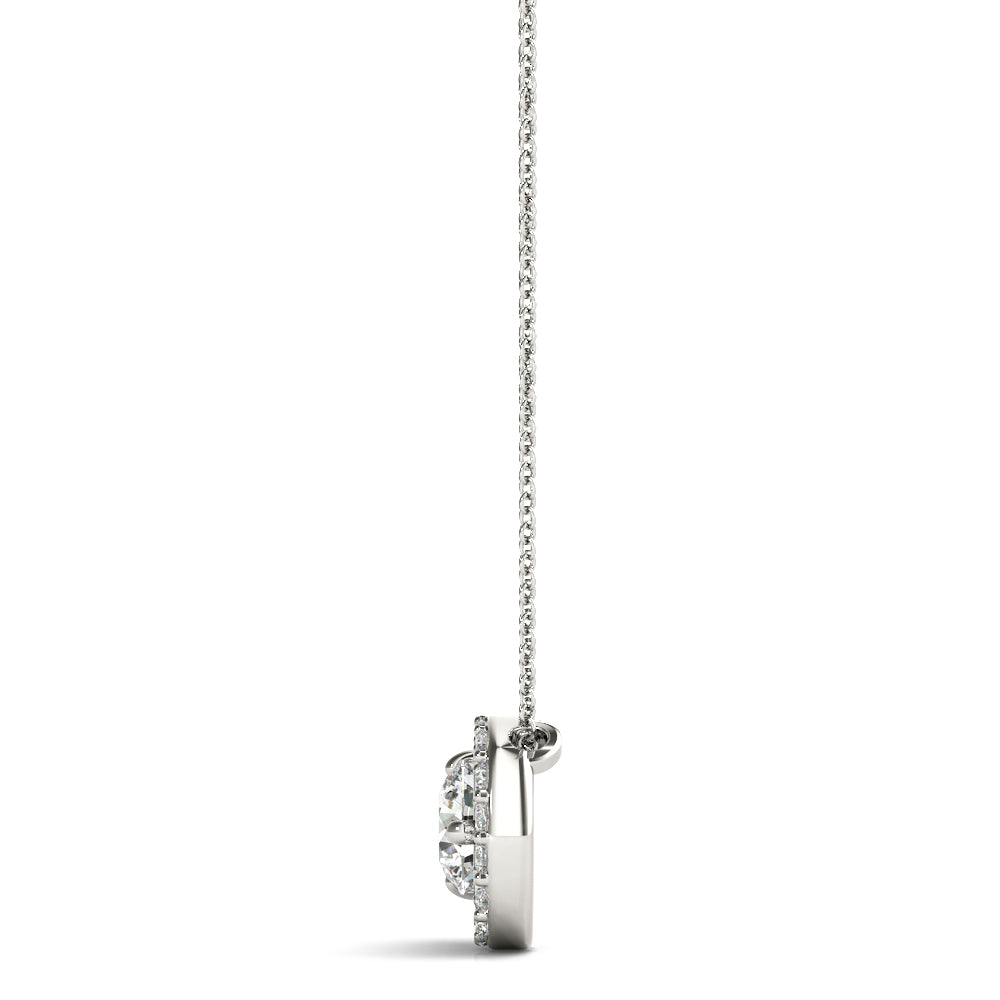 18K White Gold Round Diamond Solitaire Pendant