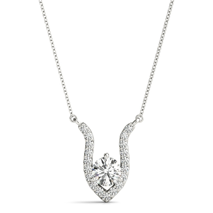 18K White Gold Round Diamond Solitaire Pendant
