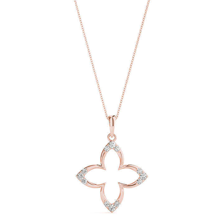 18K Rose Gold Round Diamond Fashion Pendant