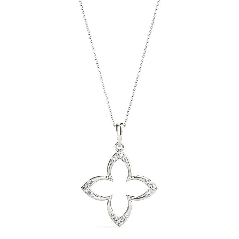 Platinum White Diamond Round Fashion Pendant