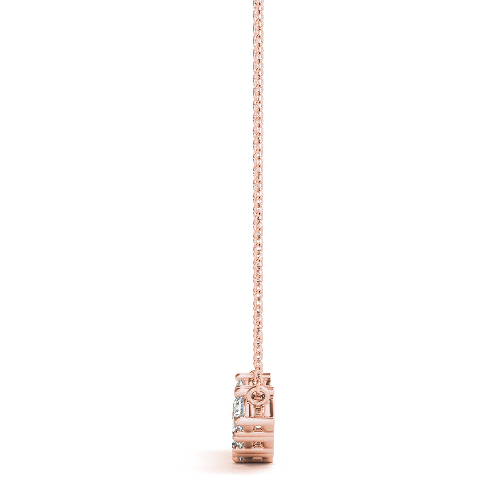 18K Rose Gold Round Diamond Fashion Pendant