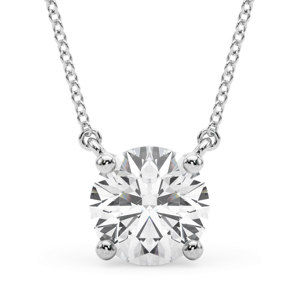 14K White Gold 1ct Diamond Pendant Necklace