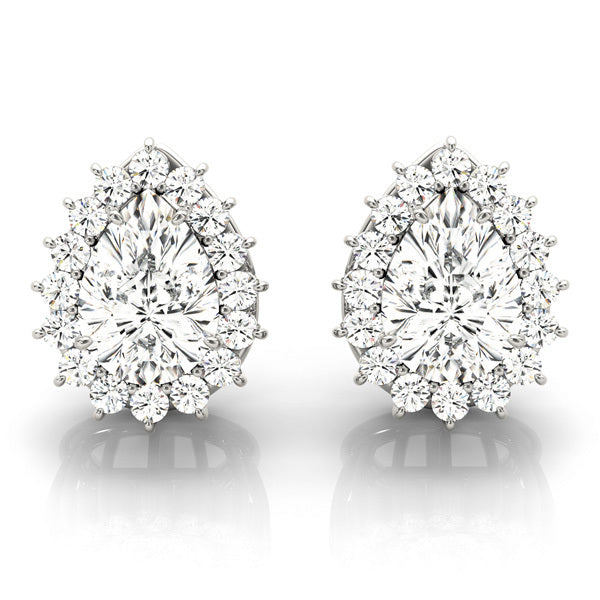 Round Diamond Halo Stud Earrings