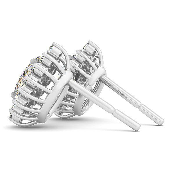 Round Diamond Halo Stud Earrings