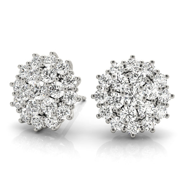 Platinum Round Diamond Fashion Drop Earrings