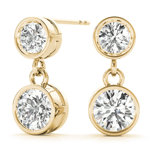 18K Yellow Gold Round Diamond Stud Earrings