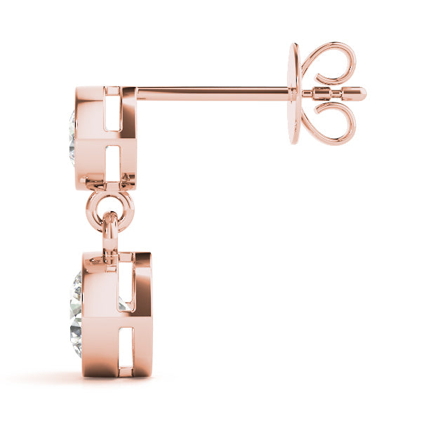 18K Rose Gold Round Diamond Stud Earrings