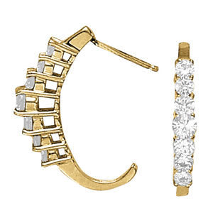 Platinum 0.26ctw Round Diamond J-Hoop Earrings