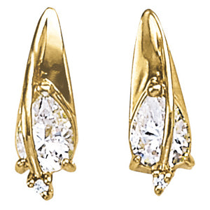 14K White Gold Pear Diamond Stud Earrings