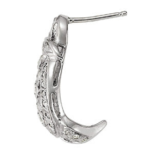 White Gold 0.04ctw Diamond J-Hoop Earrings