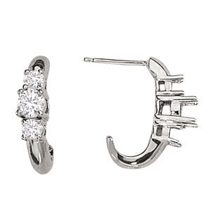 14K White Gold 1 CT Diamond Three Stone Earrings