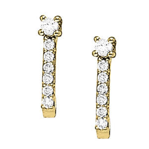 White Gold Round Diamond J-Hoop Earrings 0.54ctw