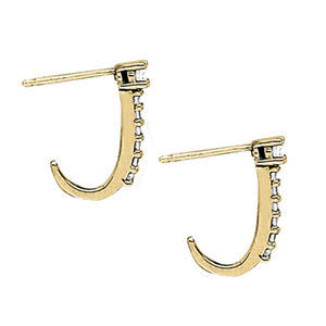 White Gold Round Diamond J-Hoop Earrings 0.54ctw
