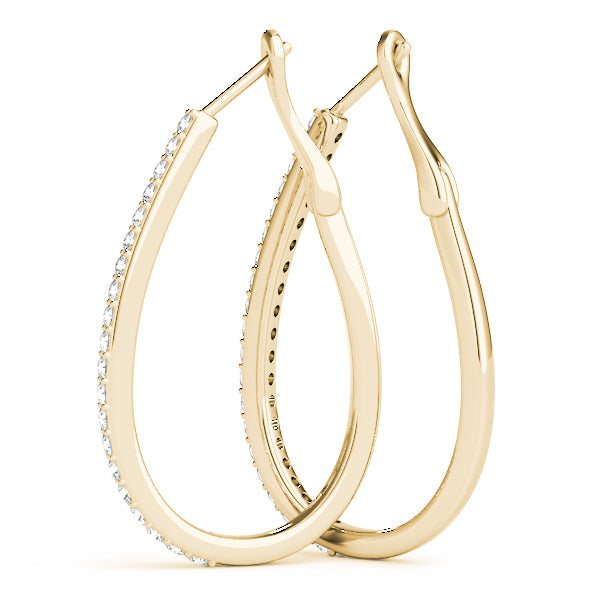 18K Yellow Gold Diamond Fashion Hoop Earrings