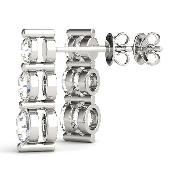 0.6 CTW Round Diamond Three Stone Earrings