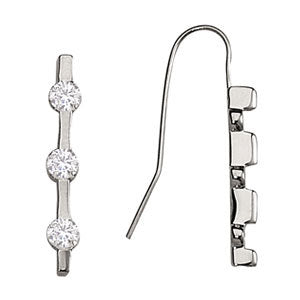 14K White Gold Round Diamond Trio Earrings