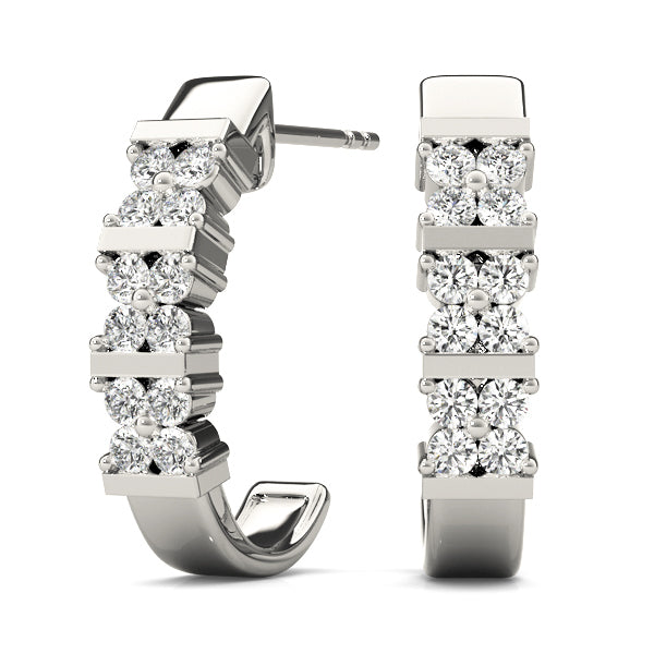 Platinum Diamond J-Hoop Earrings | 1/4 CT Total