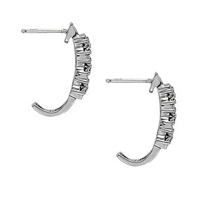 18K White Gold 1/4 CT Diamond J-Hoop Earrings