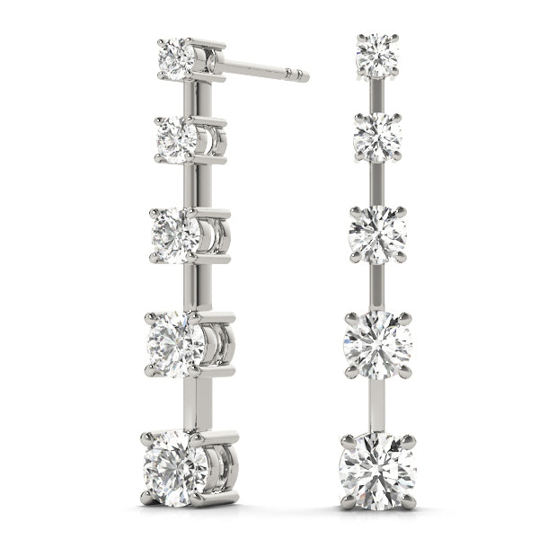 Platinum 1 CT Diamond Journey Earrings