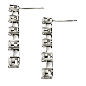 14K White Gold Diamond Journey Earrings