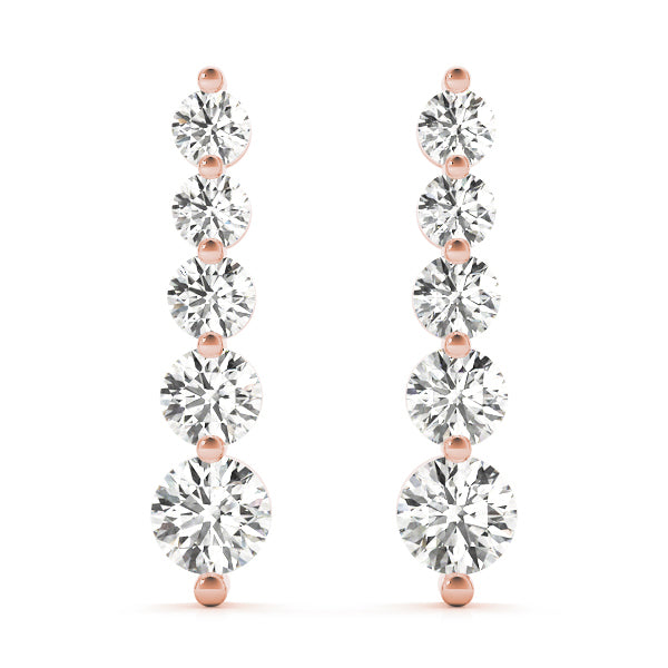 18K Rose Gold Round Diamond Earrings
