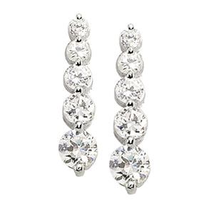 14K White Gold Diamond Journey Earrings 1 CTW