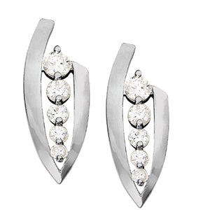 Platinum Diamond Journey Round Stud Earrings