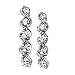 18K White Gold Round Diamond Journey Earrings