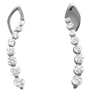 14K White Gold Round Diamond Earrings
