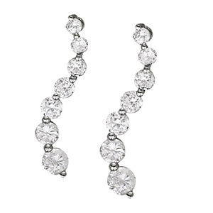 14K White Gold Round Diamond Fashion Earrings