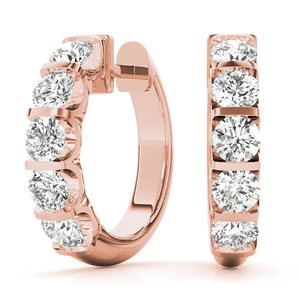 Rose Gold Diamond Hoop Earrings | 1 CT Total