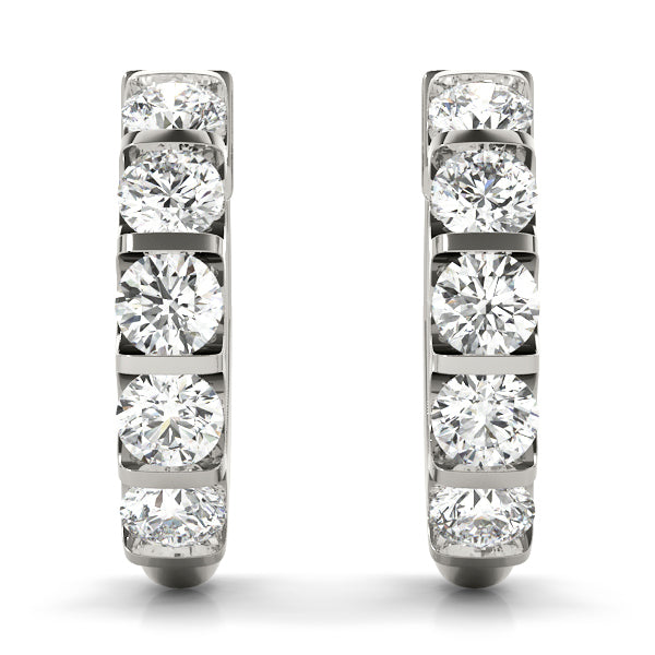 Platinum Diamond Hoop Earrings | 1 CT Total