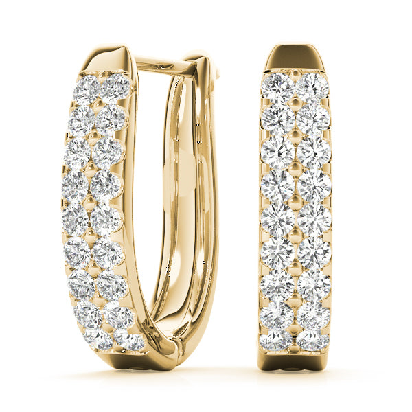 18K Yellow Gold Diamond J-Hoop Earrings