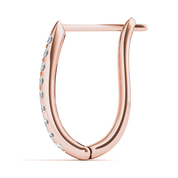 18K Rose Gold Diamond J-Hoop Earrings