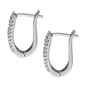 14K White Gold 1ctw Round Diamond J-Hoop Earrings