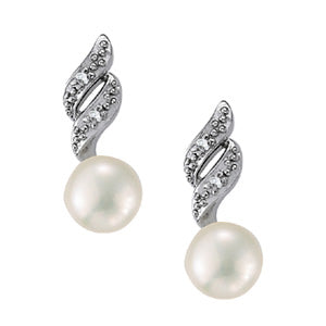Platinum Diamond Pearl Drop Fashion Earrings