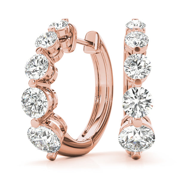18K Rose Gold Diamond Journey Earrings